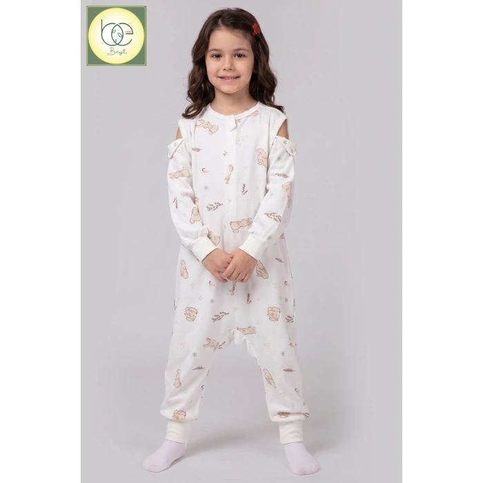 Begi Pazen Kumaş Uzun Kollu Kolu Çıkabilen Çocuk Uyku Tulumu %100 Pamuk 1.0 TOG