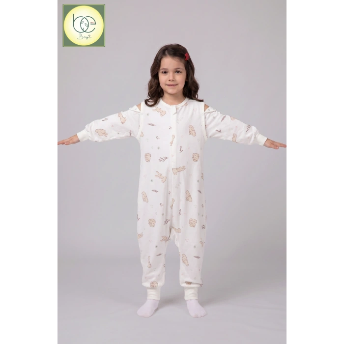 Begi Pazen Kumaş Uzun Kollu Kolu Çıkabilen Çocuk Uyku Tulumu %100 Pamuk 1.0 TOG