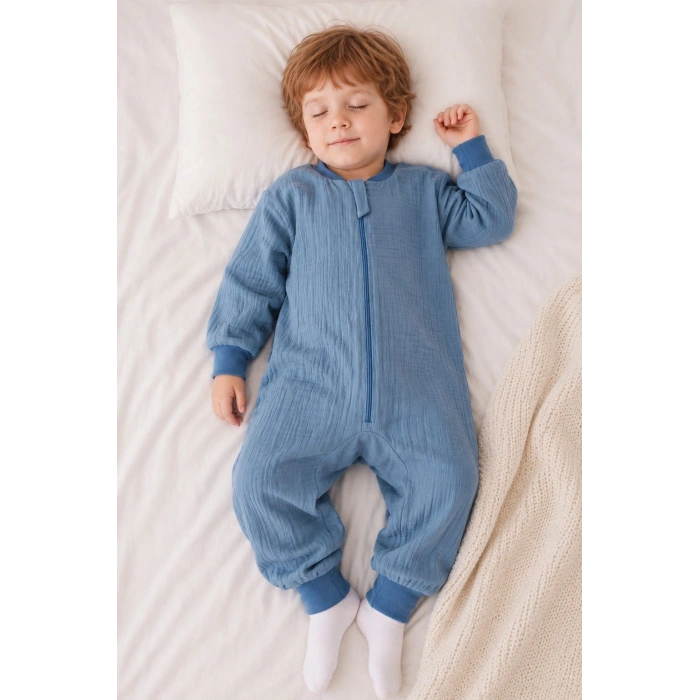 Begi Müslin Kumaş Uzun Kollu Çocuk Uyku Tulumu 1.0 TOG %100 Pamuk