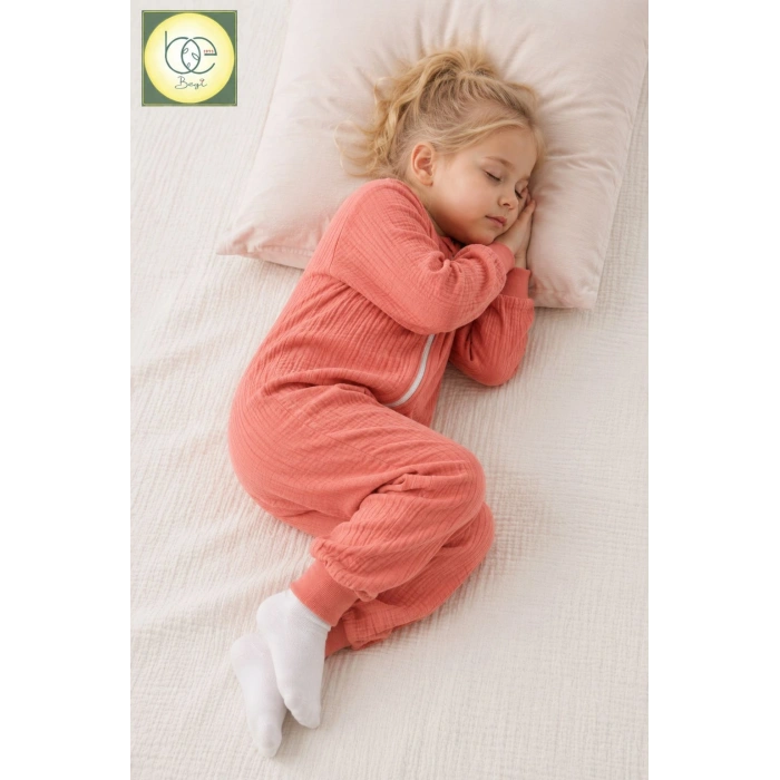 Begi Müslin Kumaş Uzun Kollu Çocuk Uyku Tulumu 1.0 TOG %100 Pamuk