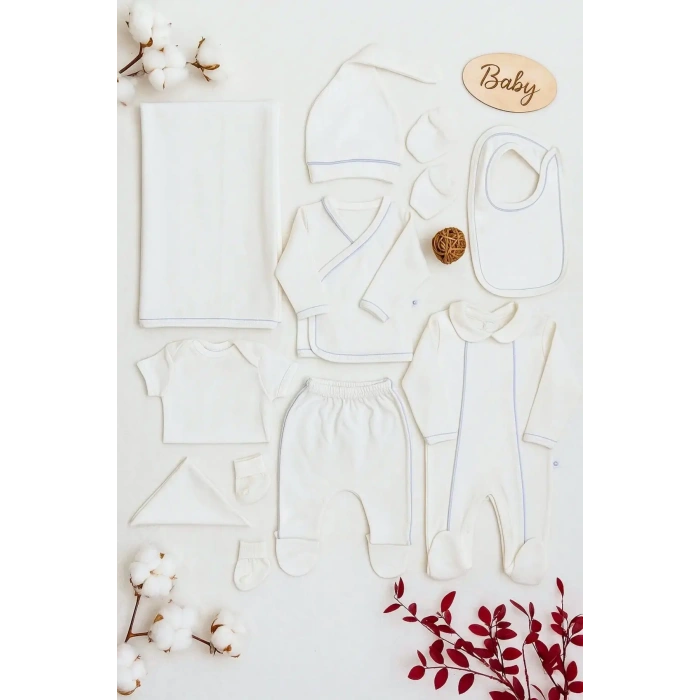 Begisa 10li Set Gri Çizgili Hastane Çıkışı %100 Pamuk