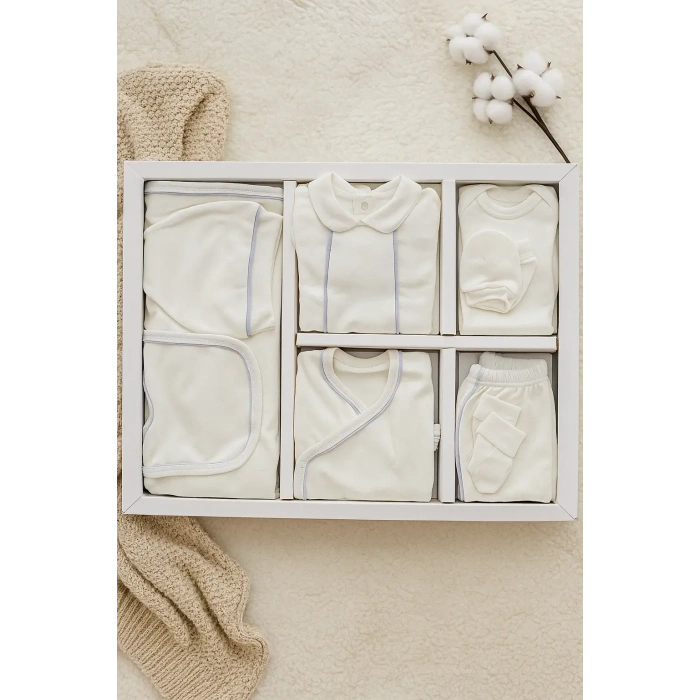 Begisa 10li Set Gri Çizgili Hastane Çıkışı %100 Pamuk