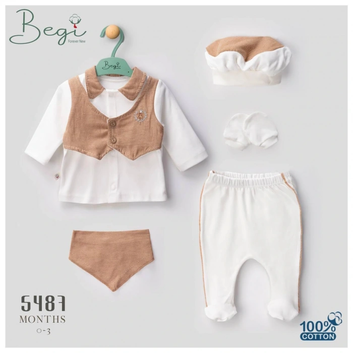 Begisa 5li Keten Detaylı Hastane Çıkışı %100 Pamuk