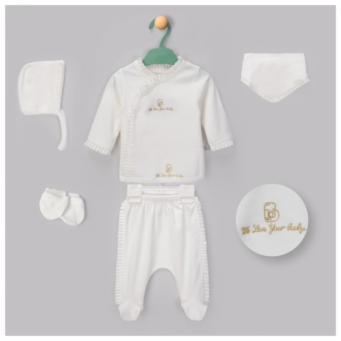 Begisa 5li Set Fileli Nakışlı Hastane Çıkışı %100 Pamuk