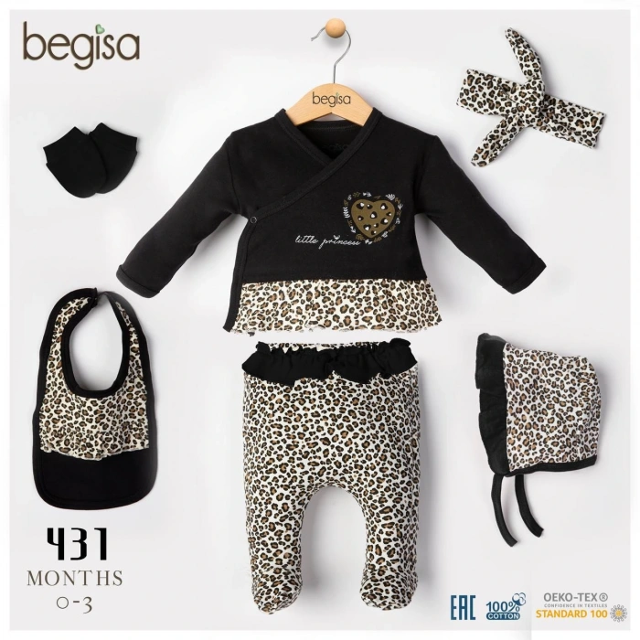 Begisa 5li Set leoparlı Hastane Çıkışı %100 Pamuk