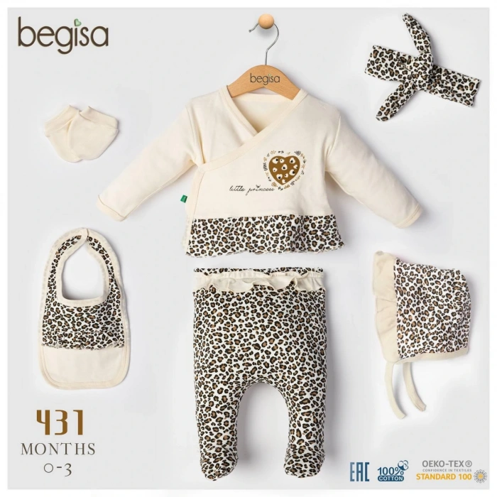 Begisa 5li Set leoparlı Hastane Çıkışı %100 Pamuk