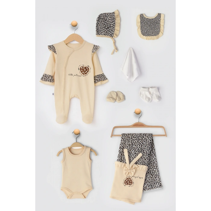 Begisa 8li Set Hastane Çıkışı Leopar %100 Pamuk