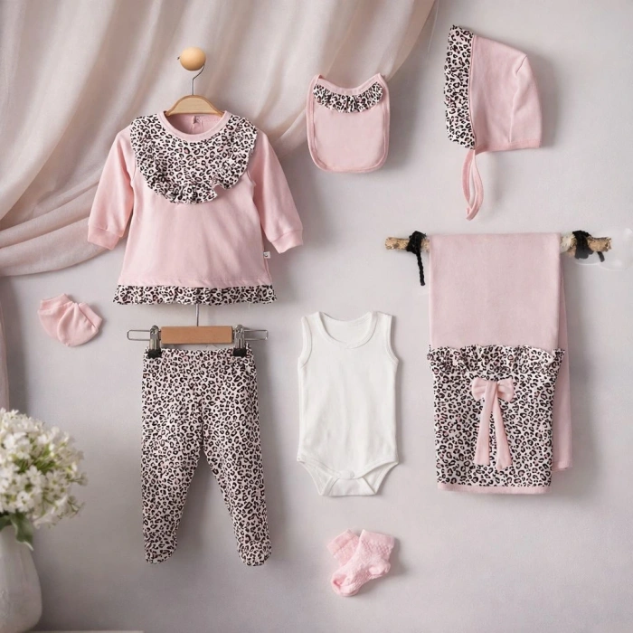Begisa 8li Set Leopar Hastane Çıkışı %100 Pamuk