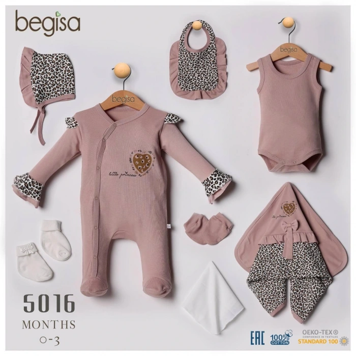 Begisa 8li Set Leoparlı Hastane Çıkışı %100 Pamuk