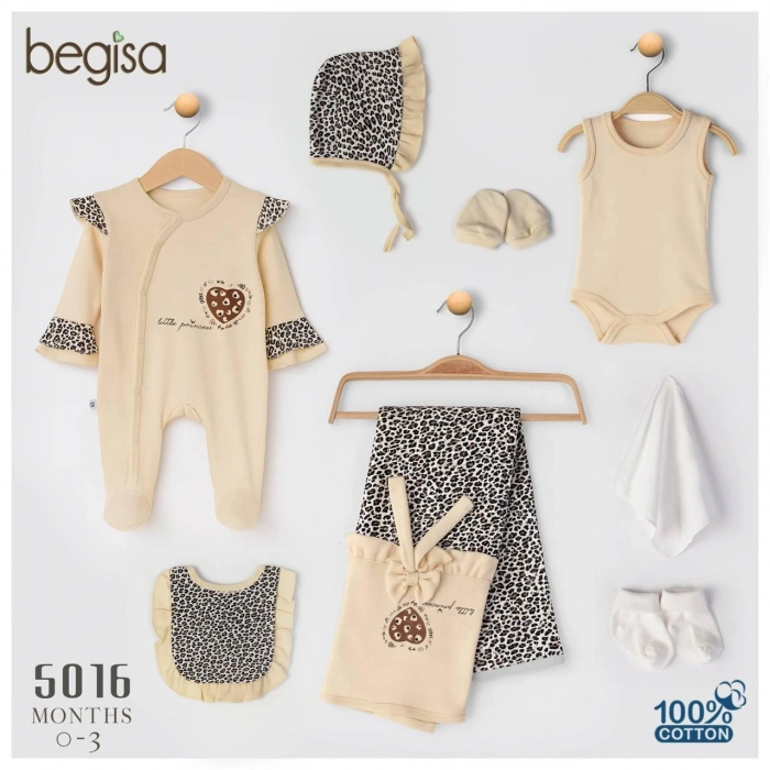 Begisa 8li Set Leoparlı Hastane Çıkışı %100 Pamuk