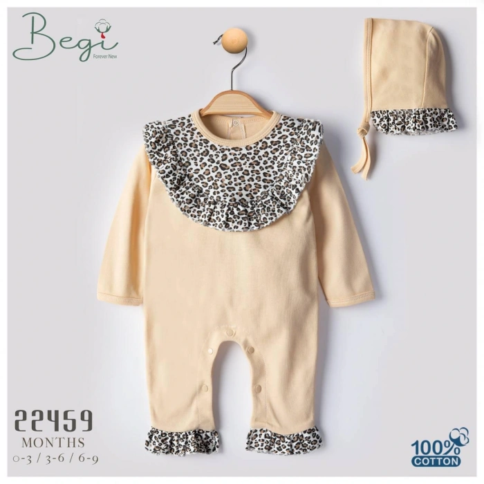 Begisa Leoparlı Şapkalı Tulum Takım %100 Pamuk