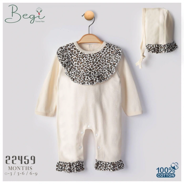 Begisa Leoparlı Şapkalı Tulum Takım %100 Pamuk