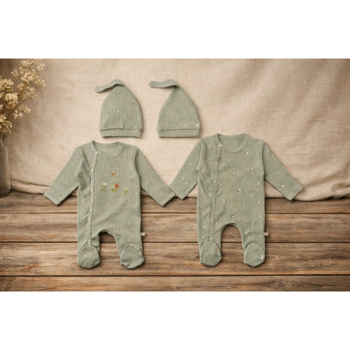 Begisa Şapkalı Baskılı 2  li Tulum %100 Pamuk