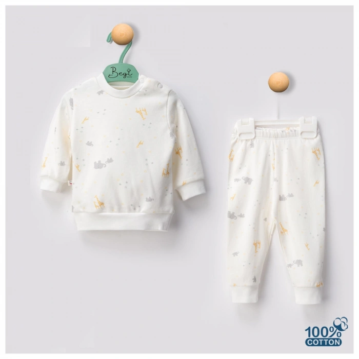 Zurafa Baskılı Erkek Bebe Takım % 100 Pamuk