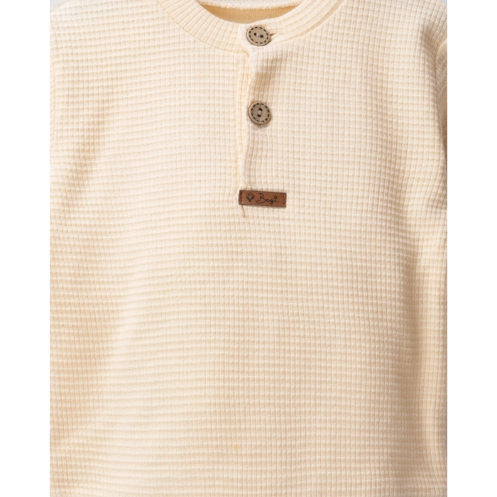 Waffle Kumaş 2li Erkek Bebe Takım % 100 Pamuk