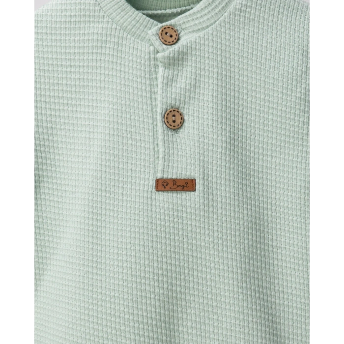 Waffle Kumaş 2li Erkek Bebe Takım % 100 Pamuk