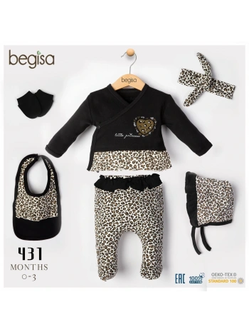 Begisa 5li Set Leoparlı Hastane Çıkışı %100 Pamuk