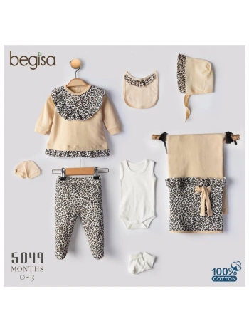 Begisa 8li Set Leopar Hastane Çıkışı %100 Pamuk