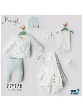 Begisa 8li Set Yaprak Desenli Hastane Çıkışı %100 Pamuk