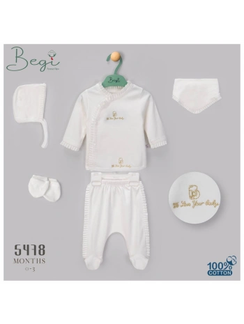 Begisa 5li Set Fileli Nakışlı Hastane Çıkışı %100 Pamuk
