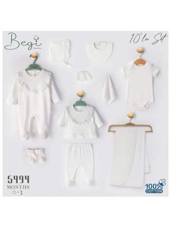 Begisa 10lu Set Hastane Çıkışı %100 Pamuk