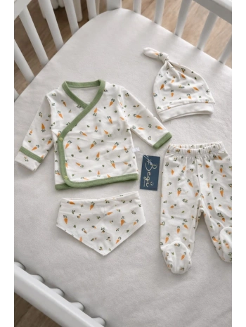 Begi 5li Havuç Desenli Hastane Çıkışı %100 Pamuk