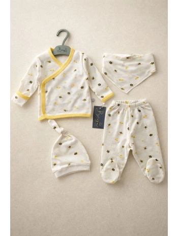 Begi 5li Arı Desenli Hastane Çıkışı %100 Pamuk