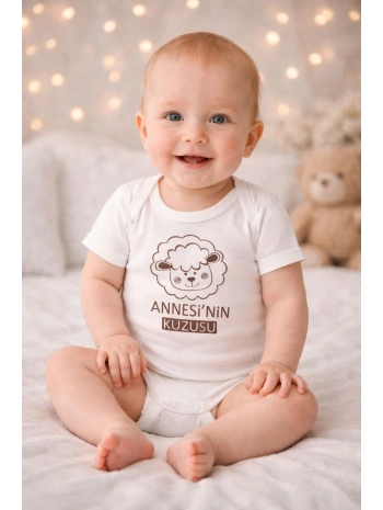 Begi Kısa Kol Annesiin Kuzulu Baskılı Çıtçıtlı Badi