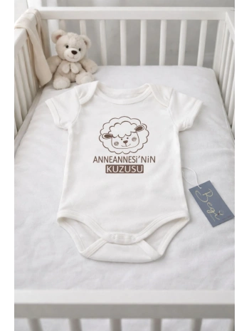 Begi Kısa Kol Annanesinin Kuzusu Baskılı Çıtçıtlı Badi