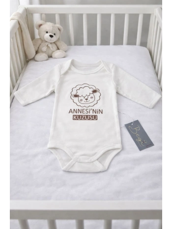 Begi Uzun Kol Annesinin Kuzulu Baskılı Çıtçıtlı Badi