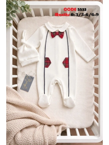 Begi Ekose Arabiyeli Tulum %100 Pamuk Şapkalı Tulum