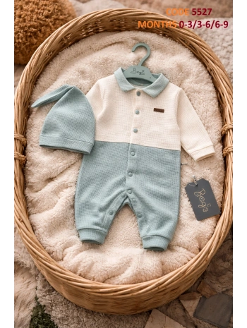 Begi Arabiyeli Yakalı %100 Pamuk Şapkalı Tulum