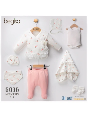 Begisa 8li Set Çiçek Desenli Hastane Çıkışı %100 Pamuk