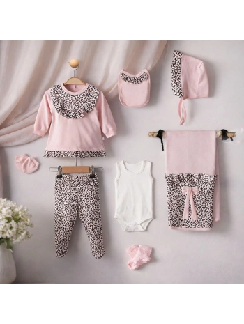 Begisa 8li Set Leopar Hastane Çıkışı %100 Pamuk