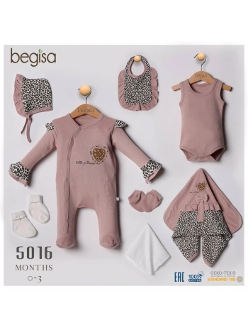 Begisa 8li Set Leoparlı Hastane Çıkışı %100 Pamuk