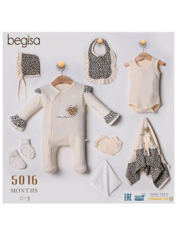 Begisa 8li Set Leoparlı Hastane Çıkışı %100 Pamuk