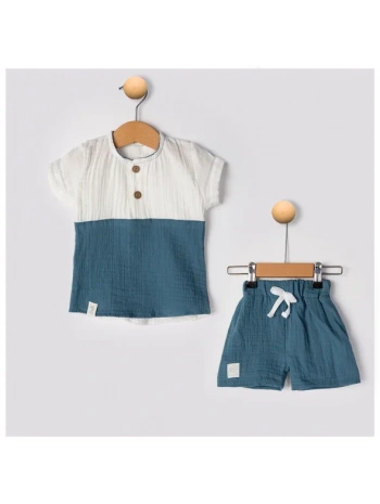 Müslin Kumaş Erkek Bebe Takım % 100 Pamuk