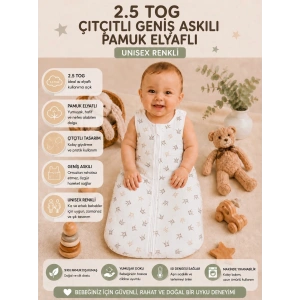2.5 TOG Elyaflı Torba Askılı Çıtçıtlı Uyku Tulumu % 100 Pamuk