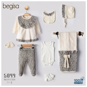 Begisa 8li Set Leopar Hastane Çıkışı %100 Pamuk