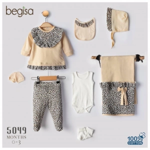 Begisa 8li Set Leopar Hastane Çıkışı %100 Pamuk