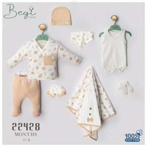 Begisa 8li Set Yaprak Desenli Hastane Çıkışı %100 Pamuk