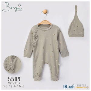 Begisa Şapkalı Baskılı Çiçek Desenli Tulum %100 Pamuk