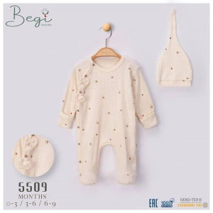 Begisa Şapkalı Baskılı Çiçek Desenli Tulum %100 Pamuk