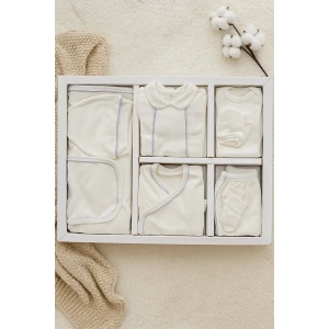 Begisa 10li Set Gri Çizgili Hastane Çıkışı %100 Pamuk