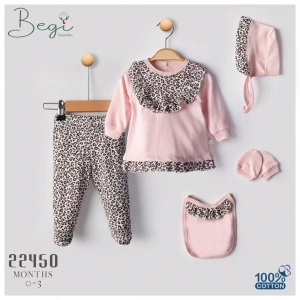 Begisa 5li Set Leoparlı Hastane Çıkışı %100 Pamuk