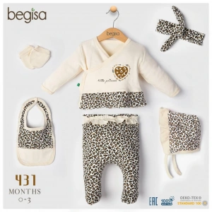 Begisa 5li Set Leoparlı Hastane Çıkışı %100 Pamuk