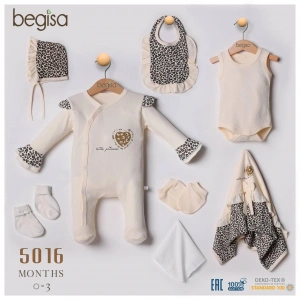 Begisa 8li Set Leoparlı Hastane Çıkışı %100 Pamuk