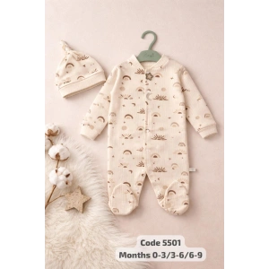 Begisa Şapkalı Baskılı Tulum  %100 Pamuk