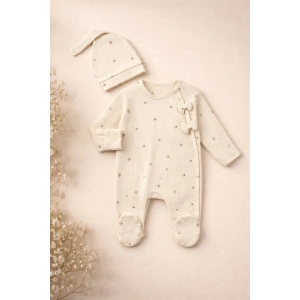 Begisa Şapkalı Baskılı  Çiçek Desenli Tulum %100 Pamuk