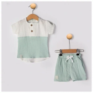 Müsln Kumaş Erkek Bebe Takım % 100 Pamuk